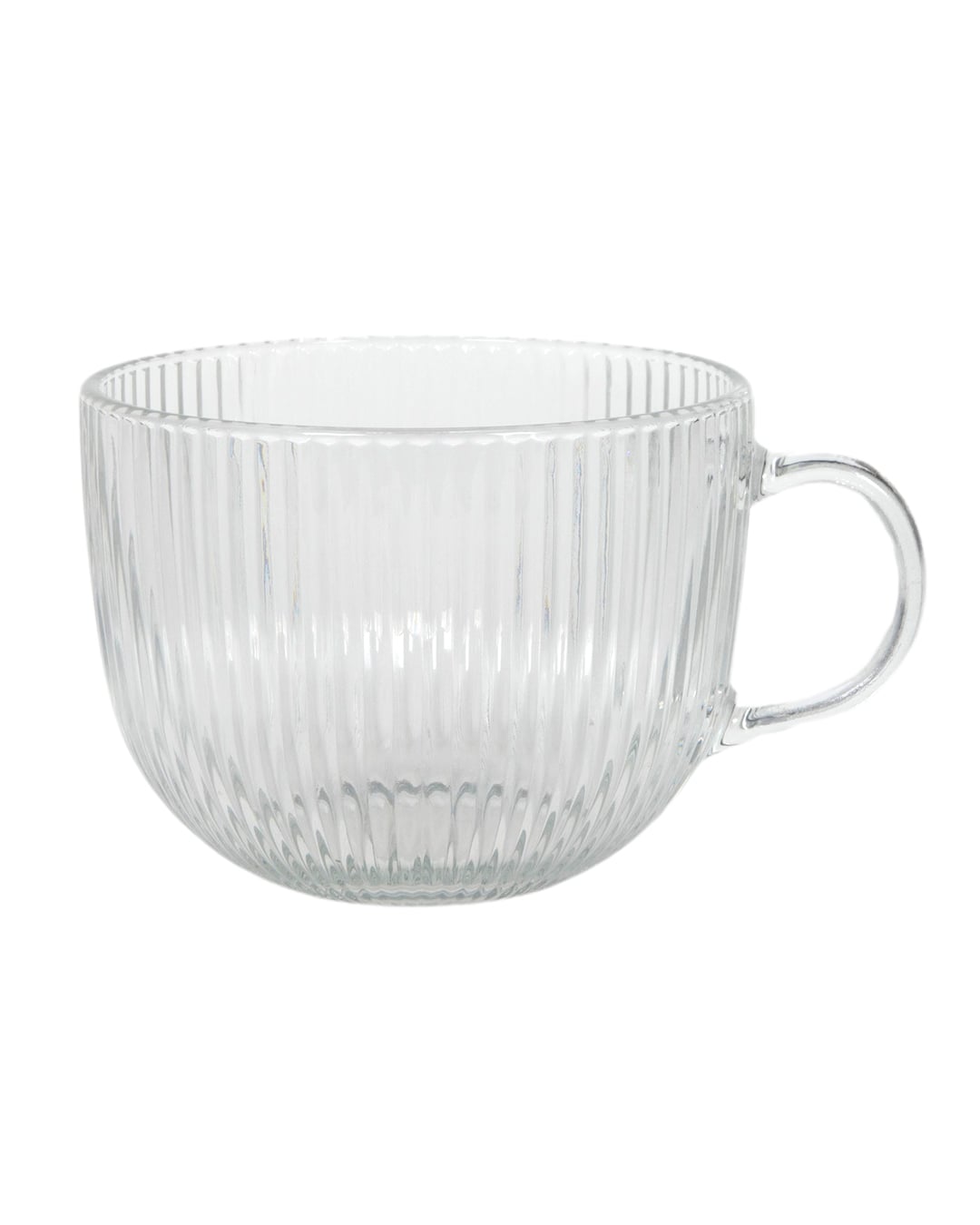 Szklany duży kubek 450 ml - Rivo Flussa - ryflowany kubek z uchem