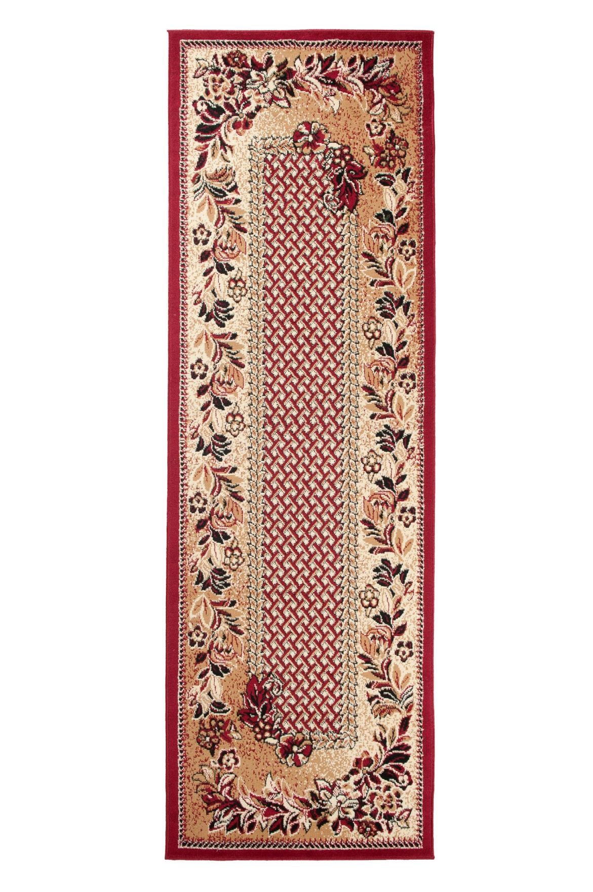 Dywan Nowoczesny Atlas Roślinny 7192B DARK RED BEIGE - czerwony