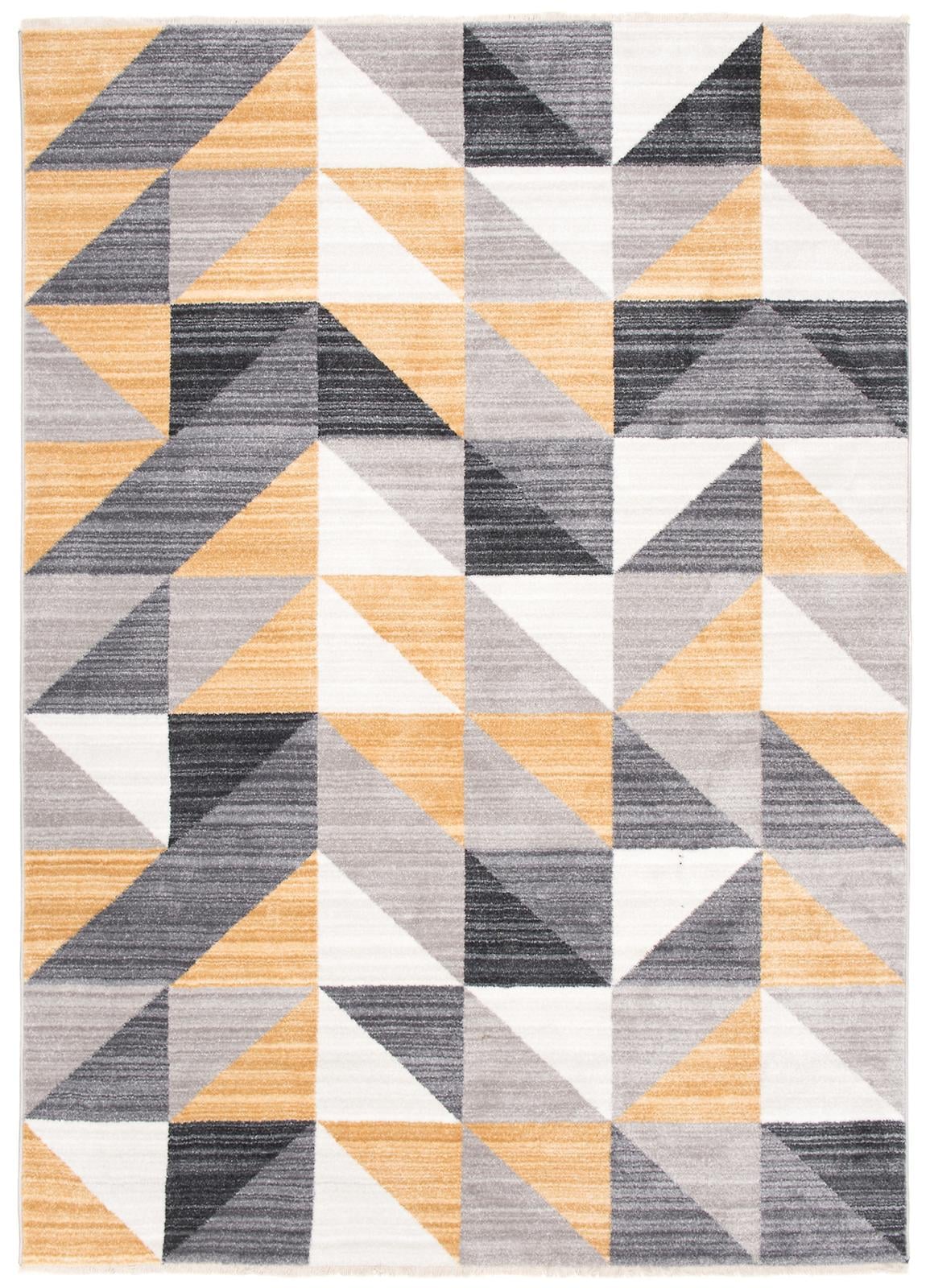 Dywan Nowoczesny Mystic Geometryczny 3332A GOLD LGRAY - szary, żółty