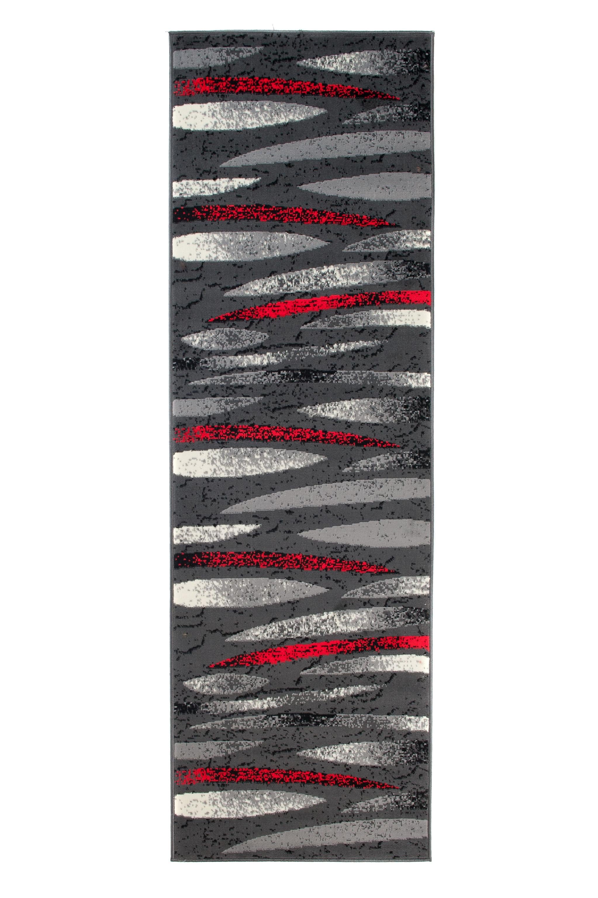 Dywan Nowoczesny Dream Geometryczny D320B DARK GRAY - szary, czerwony