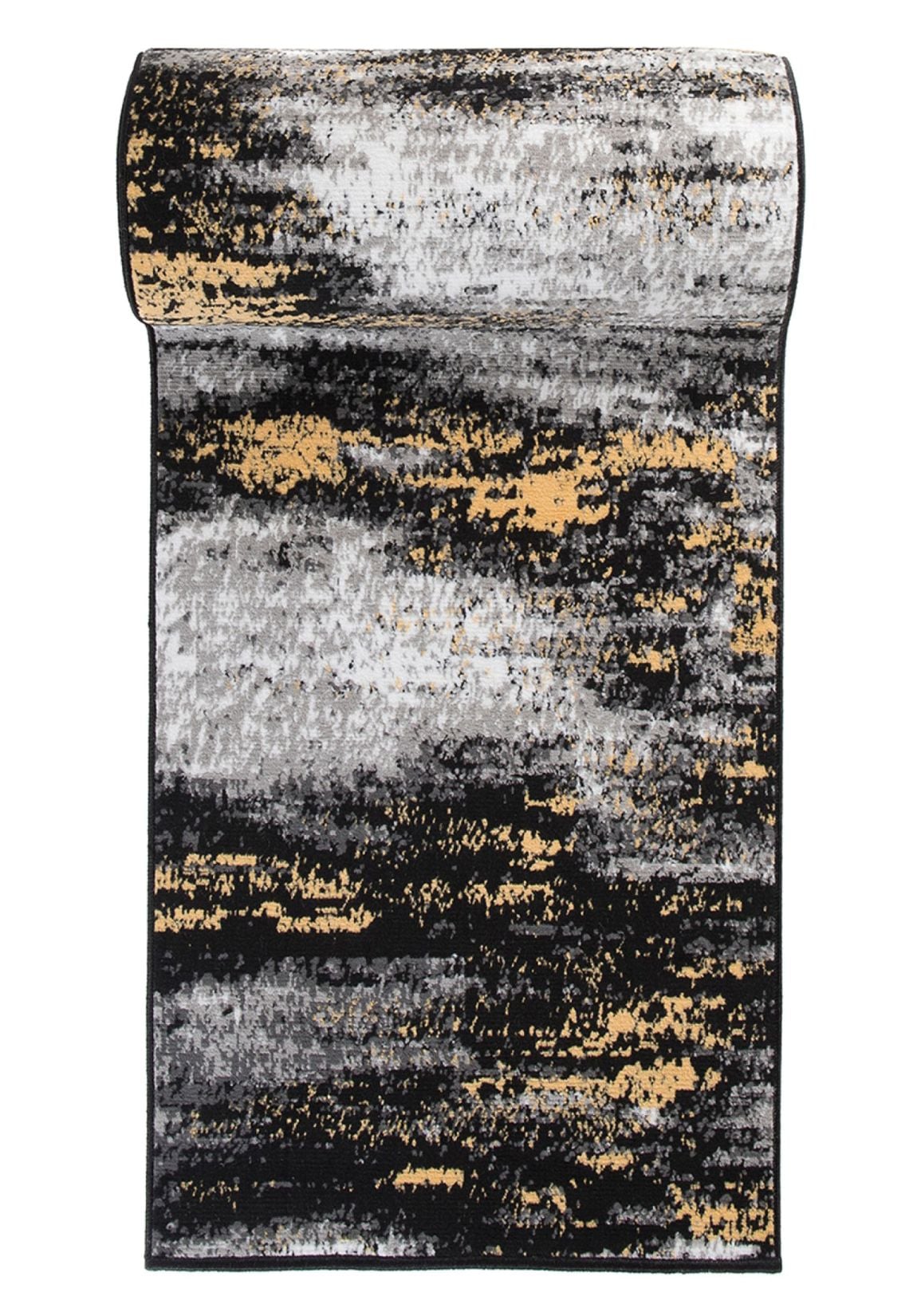 Chodnik Dywanowy Na Metry MAYA Z905A BLACK - retro, abstrakcyjny, grafitowy, szary, żółty