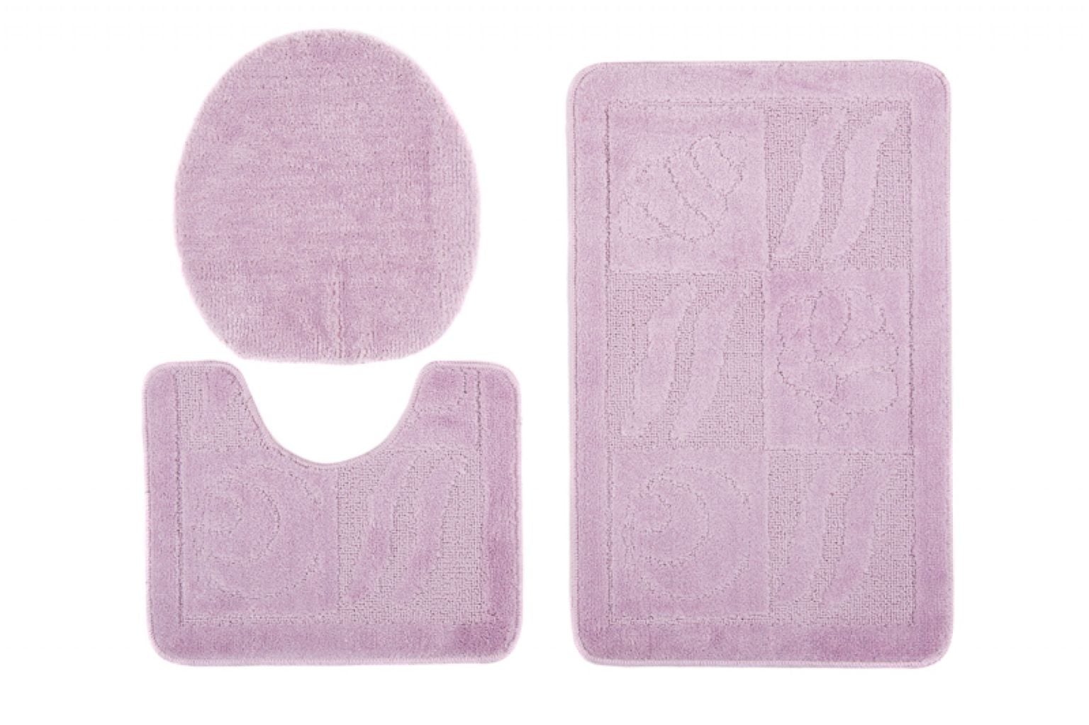 Dywanik Łazienkowy - zestaw 3-częściowy zestaw MONO 1107 LILAC, antypoślizgowy