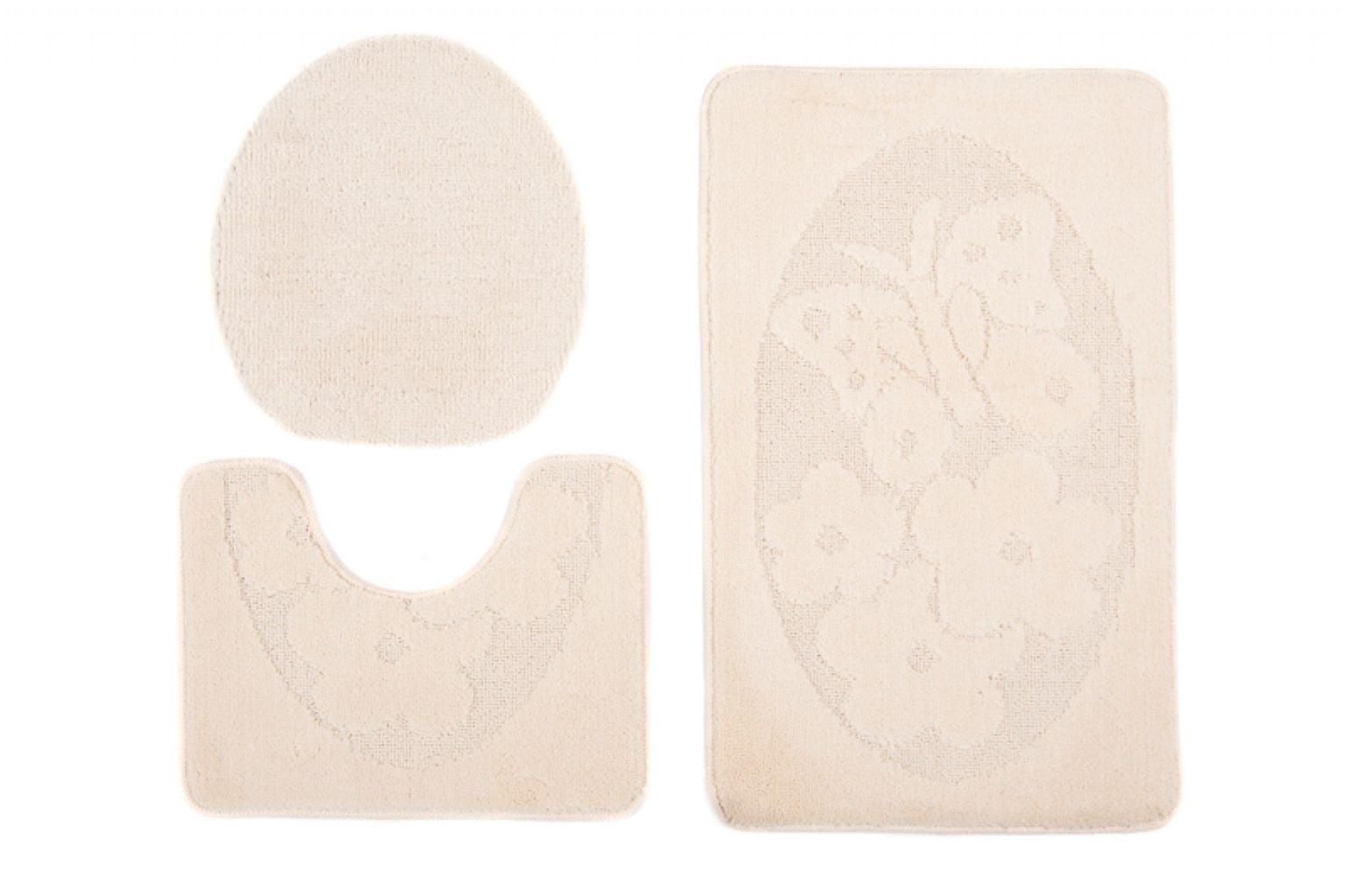 Dywanik Łazienkowy - zestaw 3-częściowy zestaw MONO 1125 CREAM, antypoślizgowy