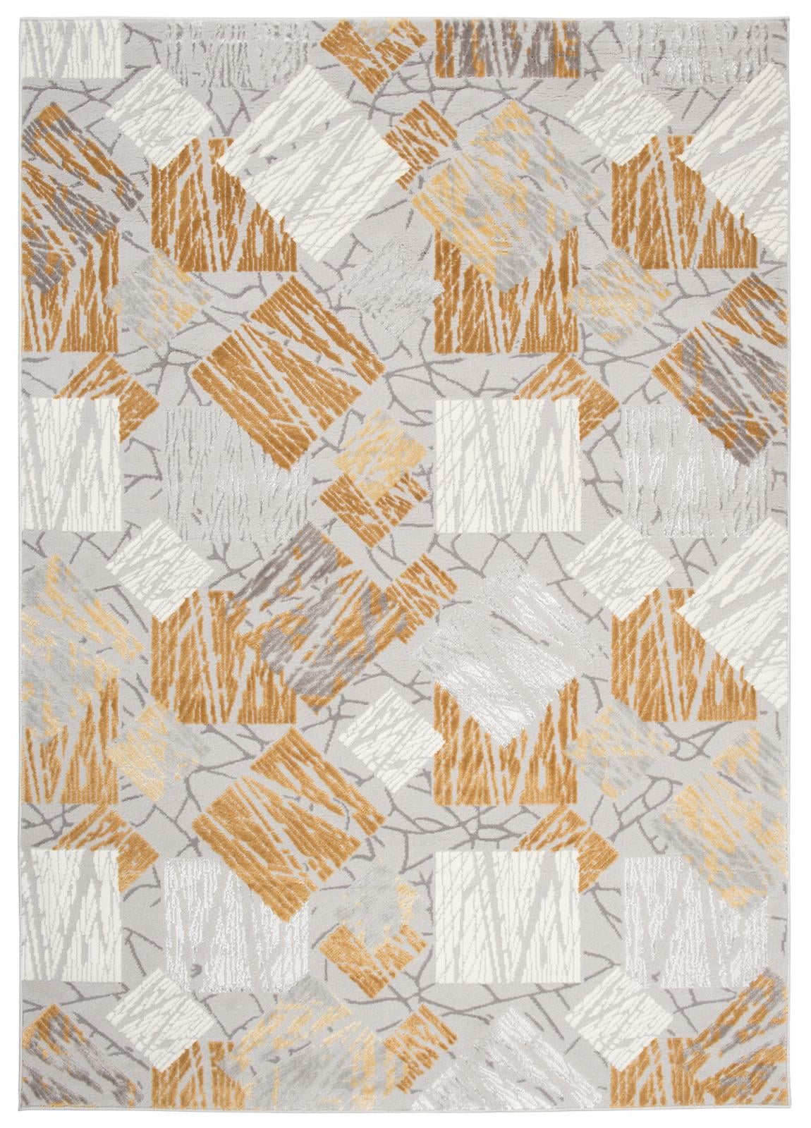 Dywan Nowoczesny Asthane Geometryczny E464A LIGHT GRAYDARK YELLOW - jasnoszary, żółty