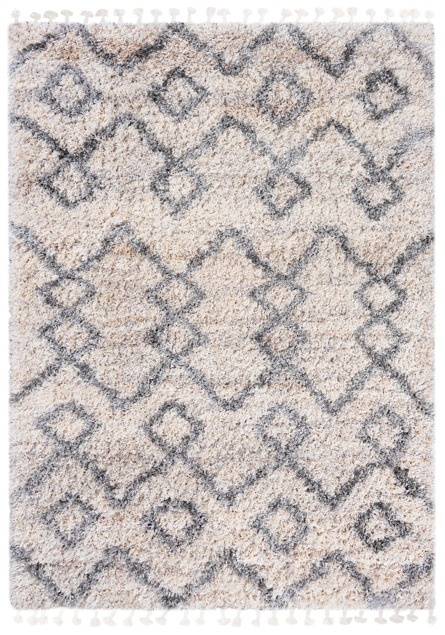Dywan Shaggy Długowłosy Aztec Q742C CREAM - kremowy, jasnoszary
