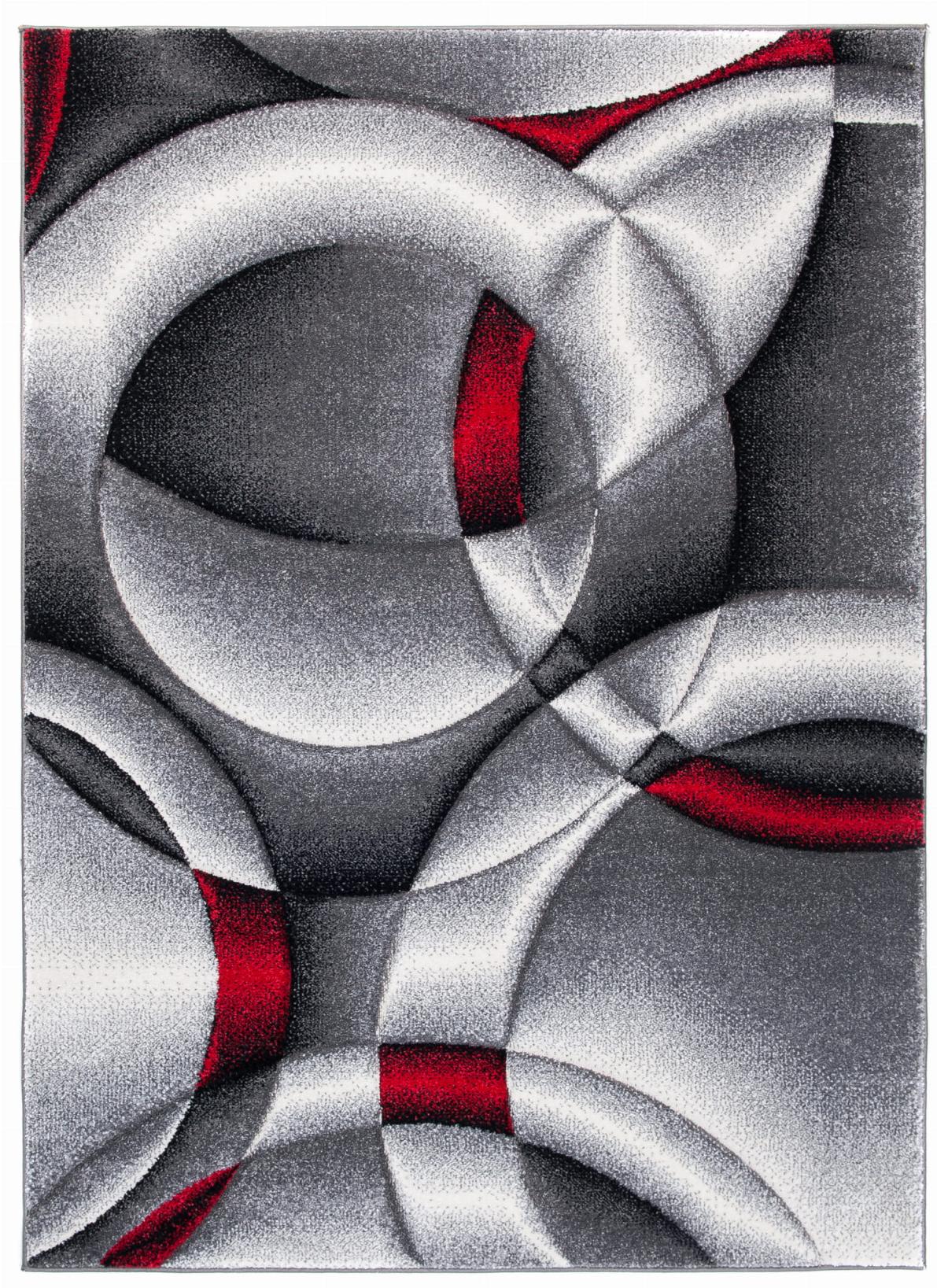 Dywan Nowoczesny Sumatra Geometryczny J386A GRAY - szary, czerwony