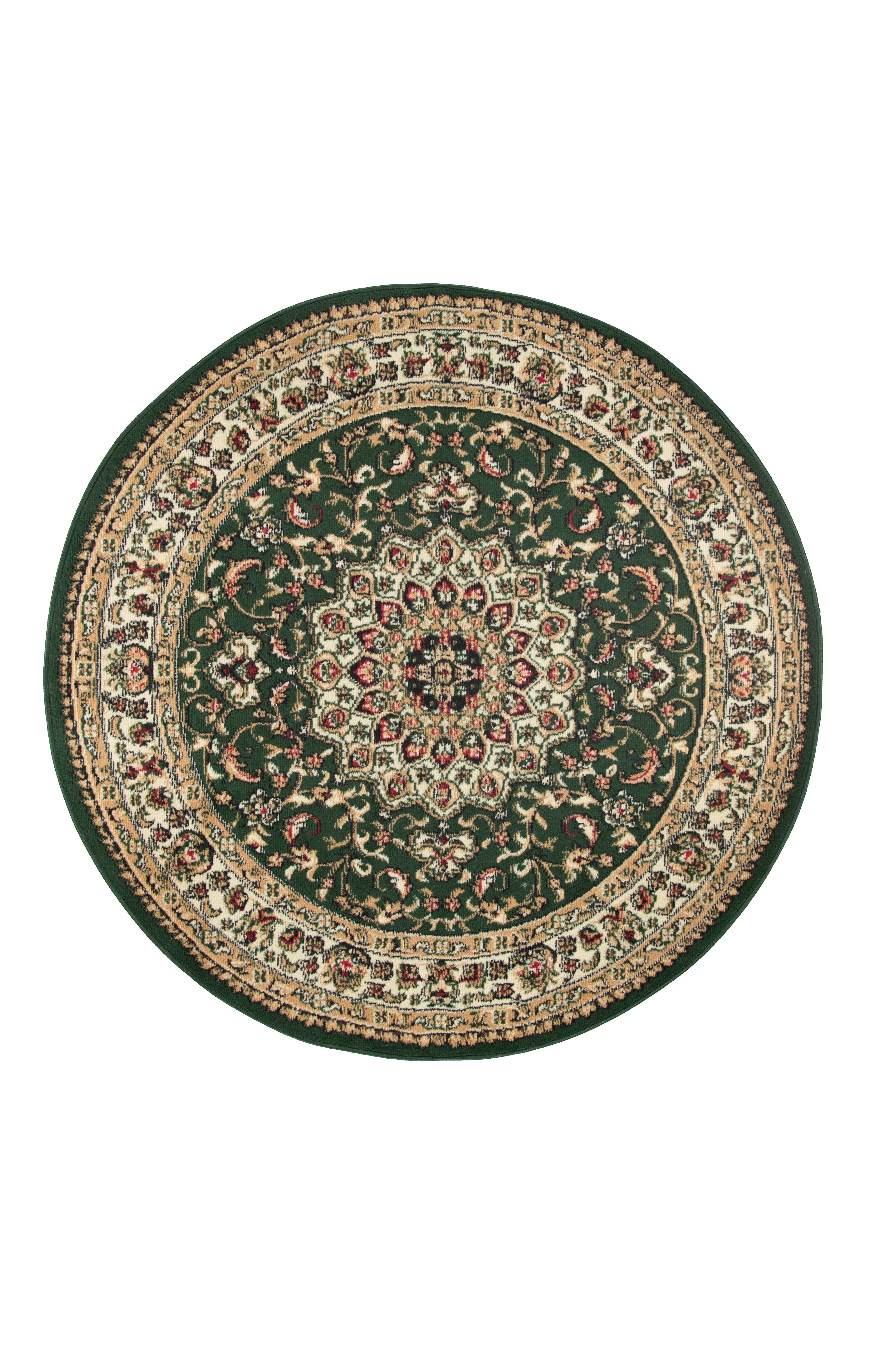 Dywan Tradycyjny Okrągły - Atlas F740A - zielony, beżowy