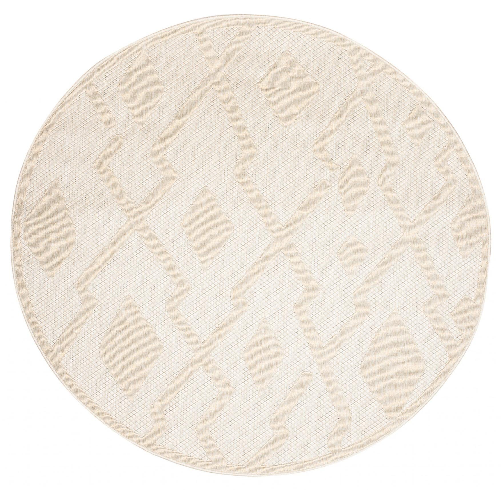 Dywan Zewnętrzny / Wewnętrzny Płaskotkany Viera Koło Motyw Geometryczny FG44B CREAM - kremowy