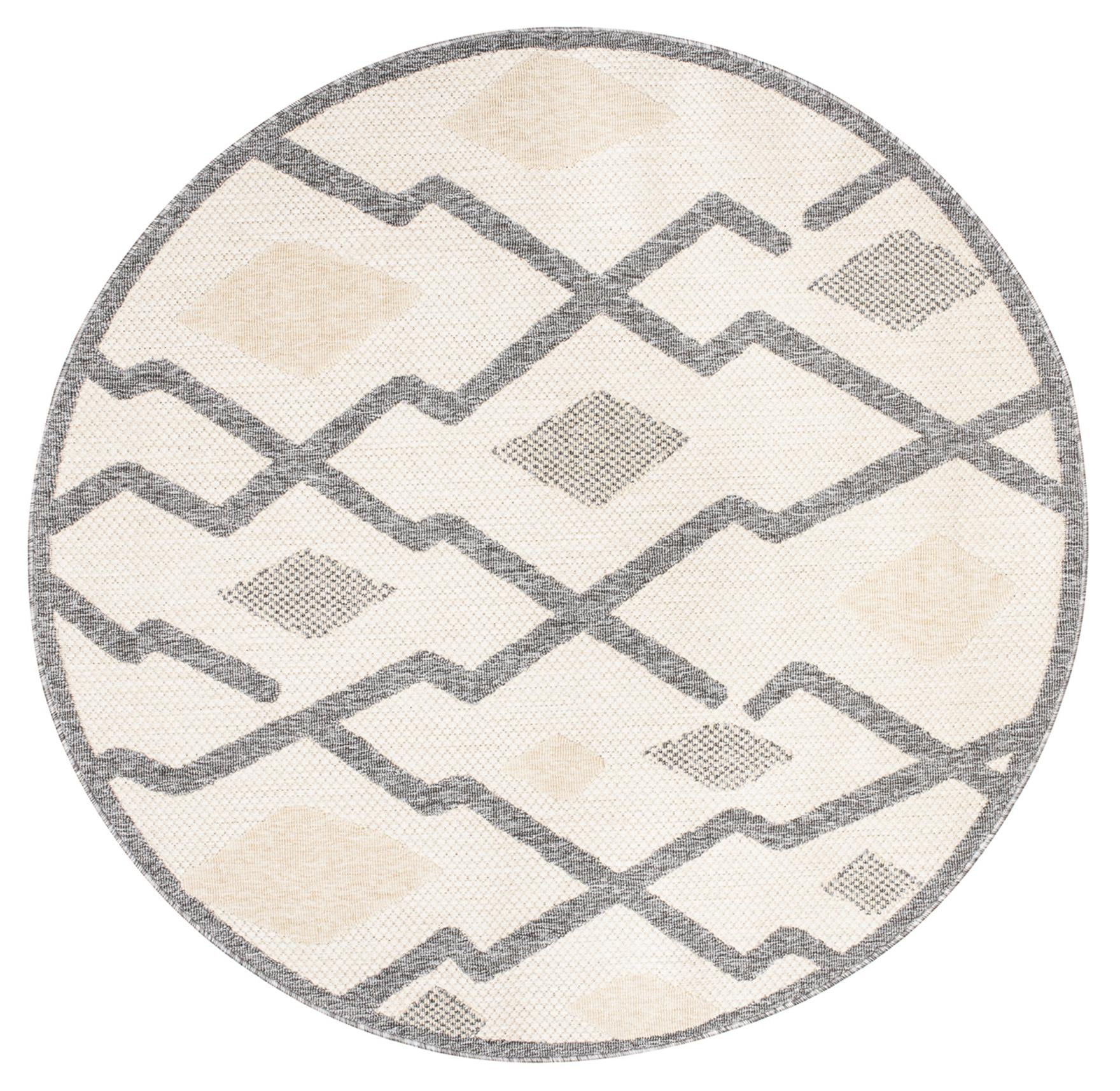Dywan Zewnętrzny / Wewnętrzny Płaskotkany Viera Koło Motyw Geometryczny FG44A CREAM - kremowy