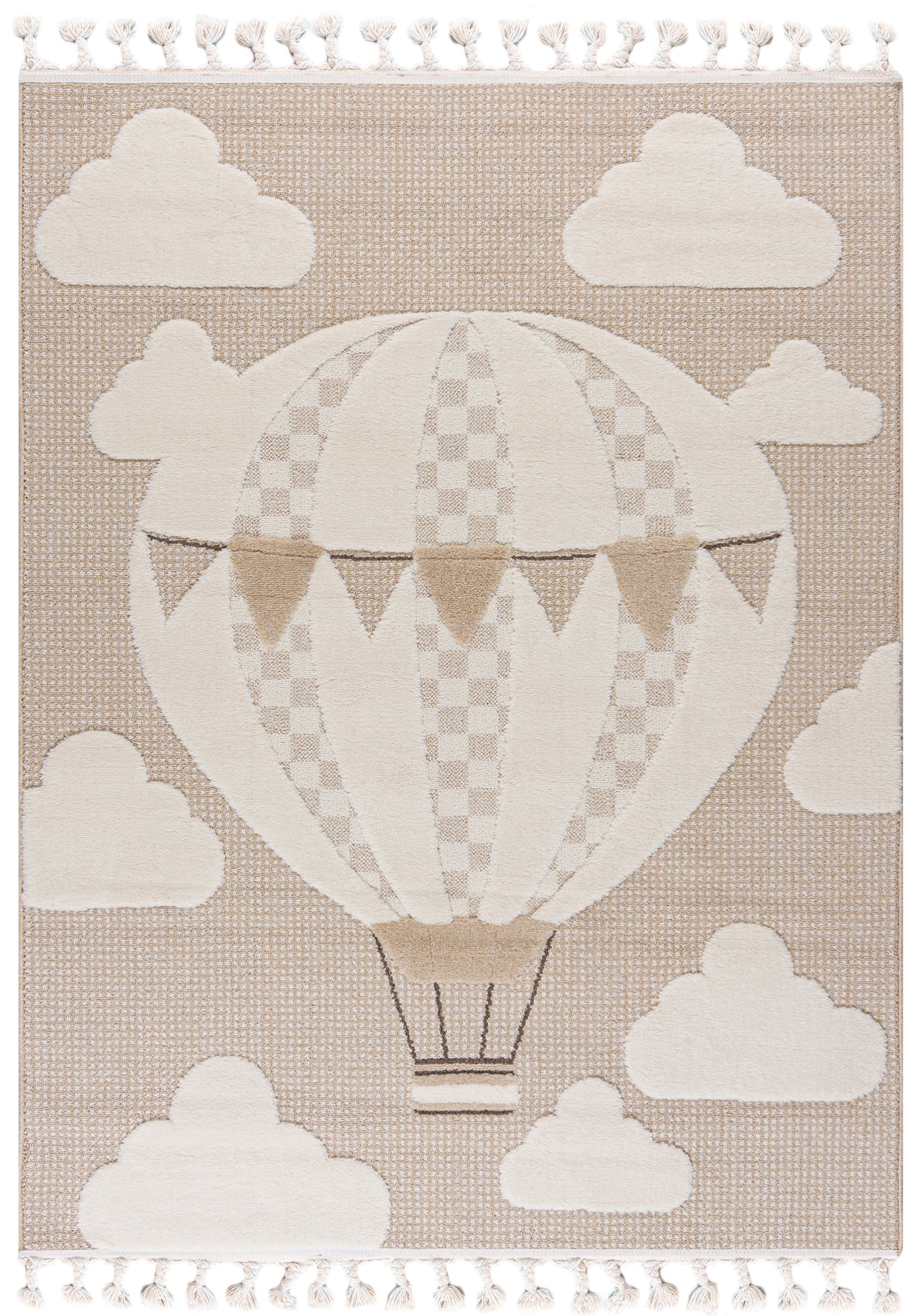 Dywan Dziecięcy z Frędzlami - Buffo Volare - balon, beżowy