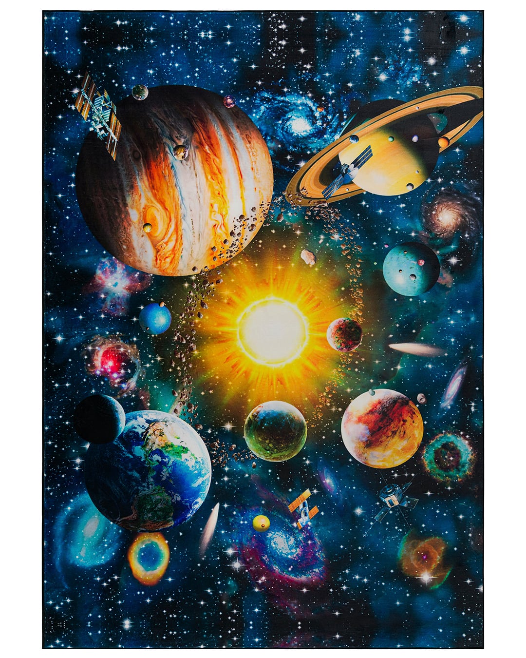 Dywan Dziecięcy Kosmos, Galaktyka - Astro Marte - granatowy, kolorowy