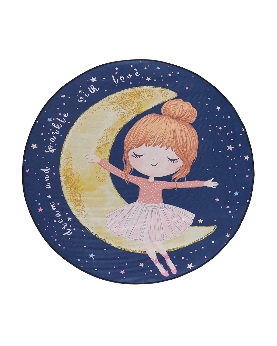 Dywan Dziecięcy - Bambini Luna - baletnica, Księżyc, granatowy, różowy, żółty
