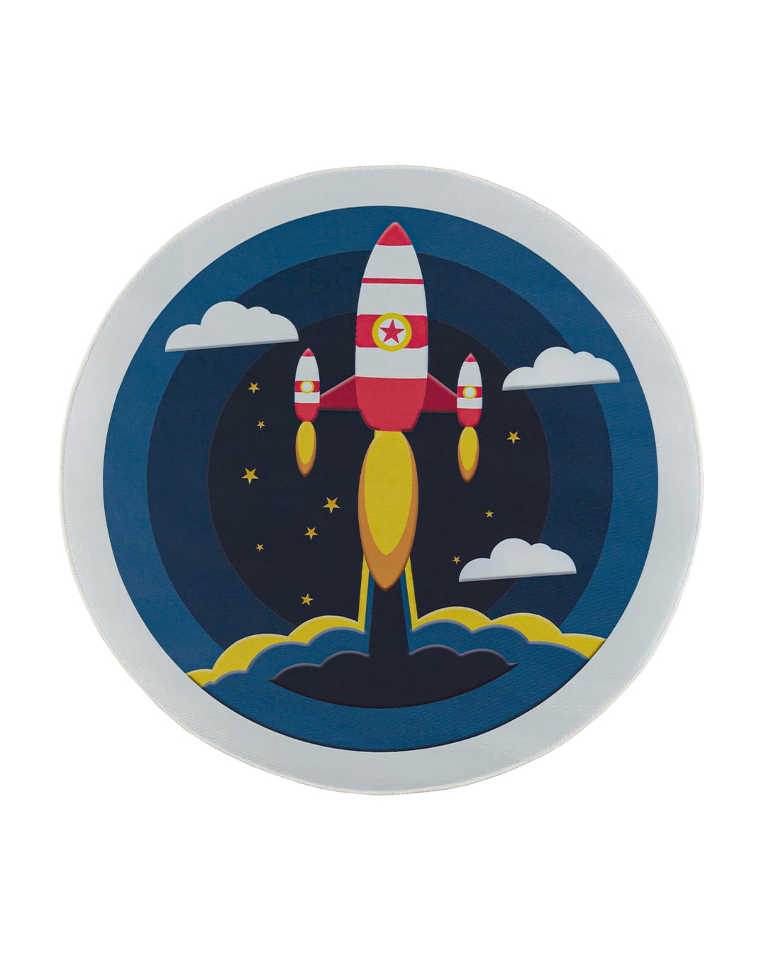 Dywan Dziecięcy - Bambini Satellite - rakieta, granatowy, biały