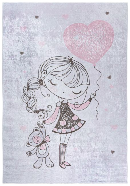 Dywan Dziecięcy dla Dziewczynki EMMA 2231 -jasnoszary, różowy /D/Y/DY_EMMA_22