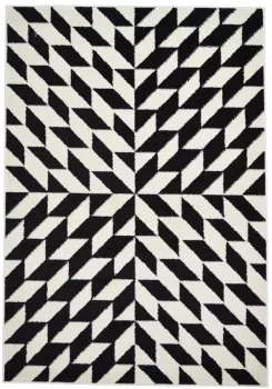 Dywan Nowoczesny Maroko Geometryczny T419B WHITE - czarno-biały