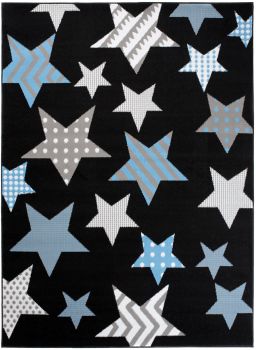 Dywan Dziecięcy Geometryczny C516D BLACKBLUE - czarny, niebieski