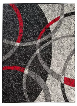 Dywan Nowoczesny Qmega Geometryczny T157A BLACK - szary, czerwony