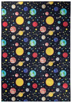 Dywan Dziecięcy Kosmos Planety EMMA 9030 - czarny, kolorowy