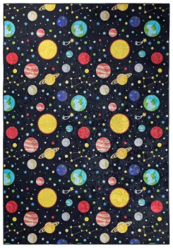 Dywan Dziecięcy Kosmos Planety EMMA 9030 - czarny, kolorowy