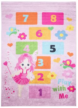 Dywan Dziecięcy dla Dziewczynki Gra w Klasy 2138 - różowy, kolorowy