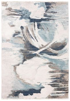 Nowoczesny Dywan Abstrakcja z Frędzlami Rivoli 69598 - kremowy, niebieski