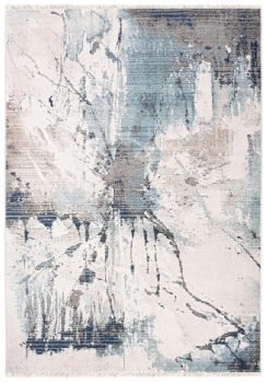 Nowoczesny Dywan Abstrakcja z Frędzlami Rivoli 69663 - kremowy, niebieski
