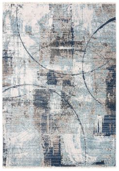 Nowoczesny Dywan Abstrakcja z Frędzlami Rivoli 69668 - kremowy, niebieski