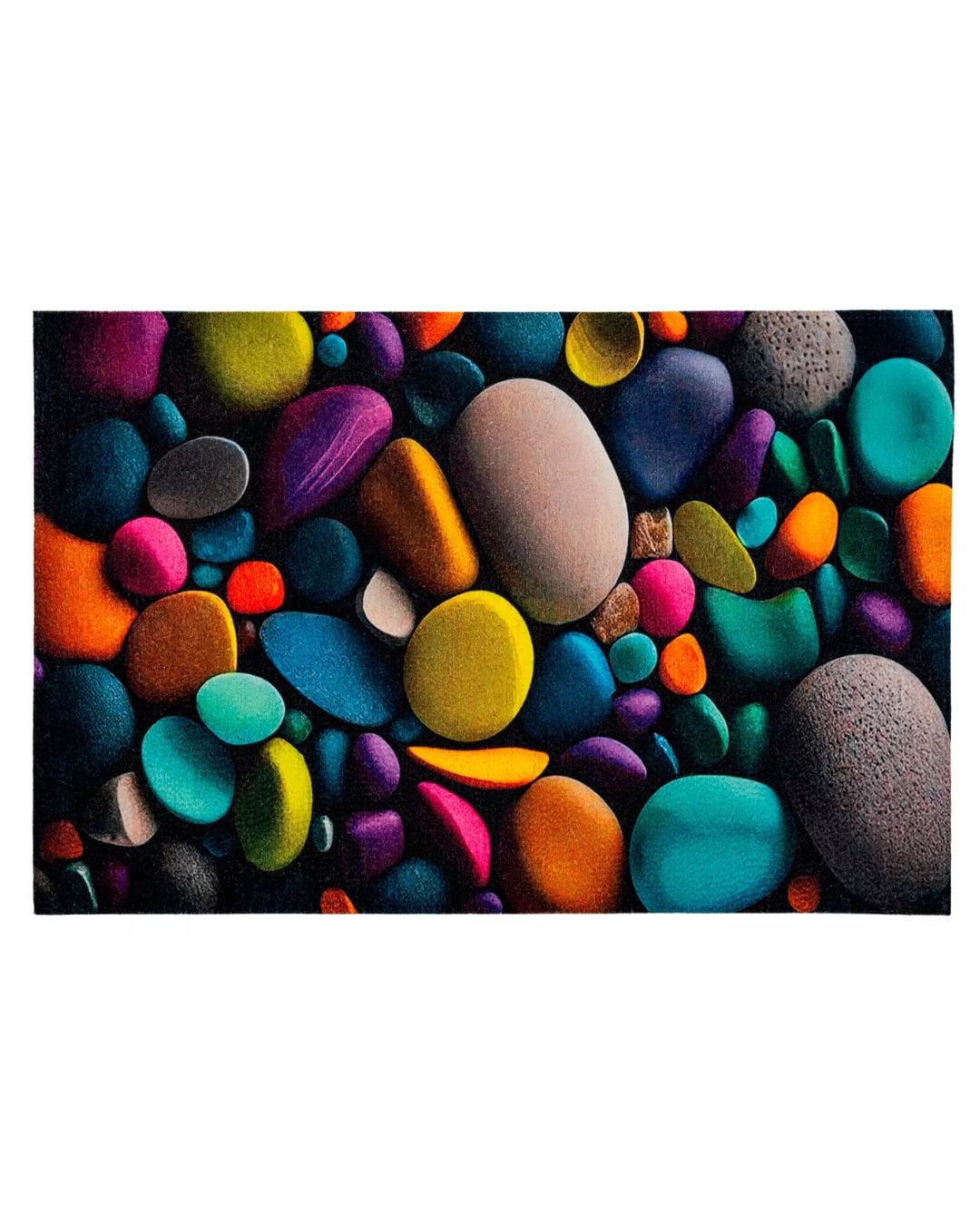 Wycieraczka tekstylna - Print 9003 - wielokolorowa, z motywem kamieni, antypoślizgowa i łatwa w utrzymaniu