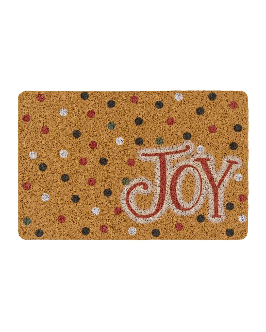 Wycieraczka świąteczna - Festivo Puntini - brązowa, napis Joy, kropki