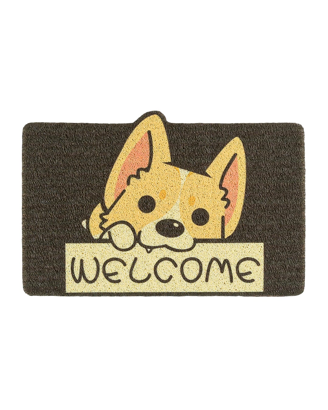Wycieraczka nowoczesna - Passo Aprire - brązowy, beżowy, pies, corgi