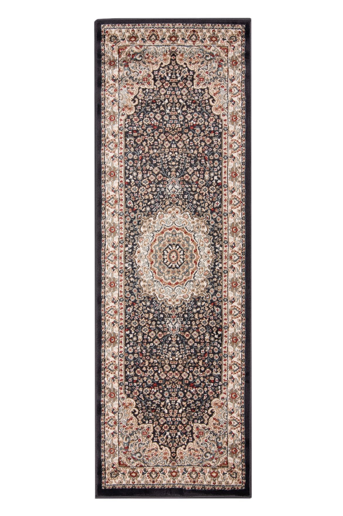 Chodnik Tradycyjny Ornament NEMRUT 8582A ANTHRACITE czarny i beżowy