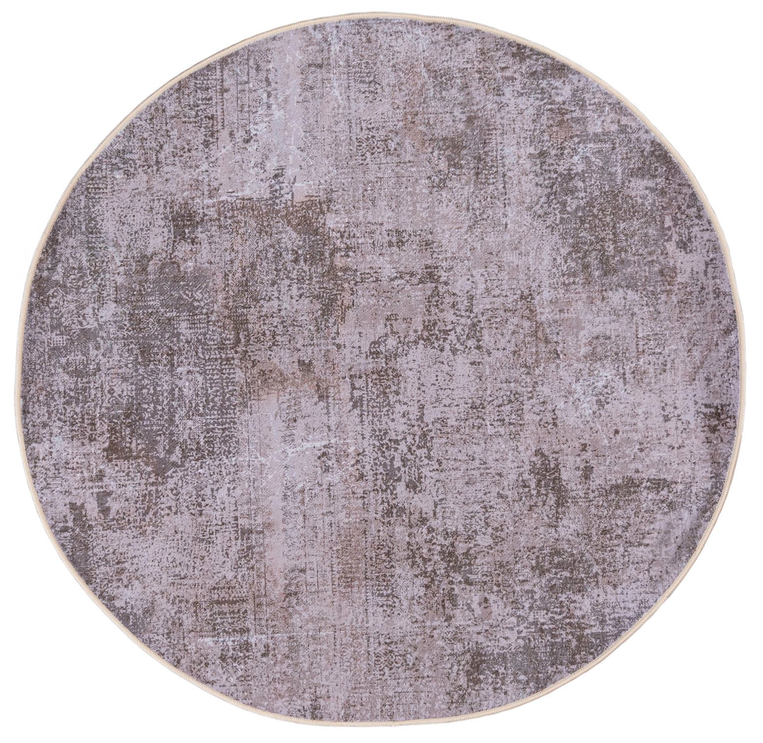 Dywan Nowoczesny Okrągły HUDSON SOLID DARKBEIGE - abstrakcyjny, beżowy, grafitowy, kremowy, szary