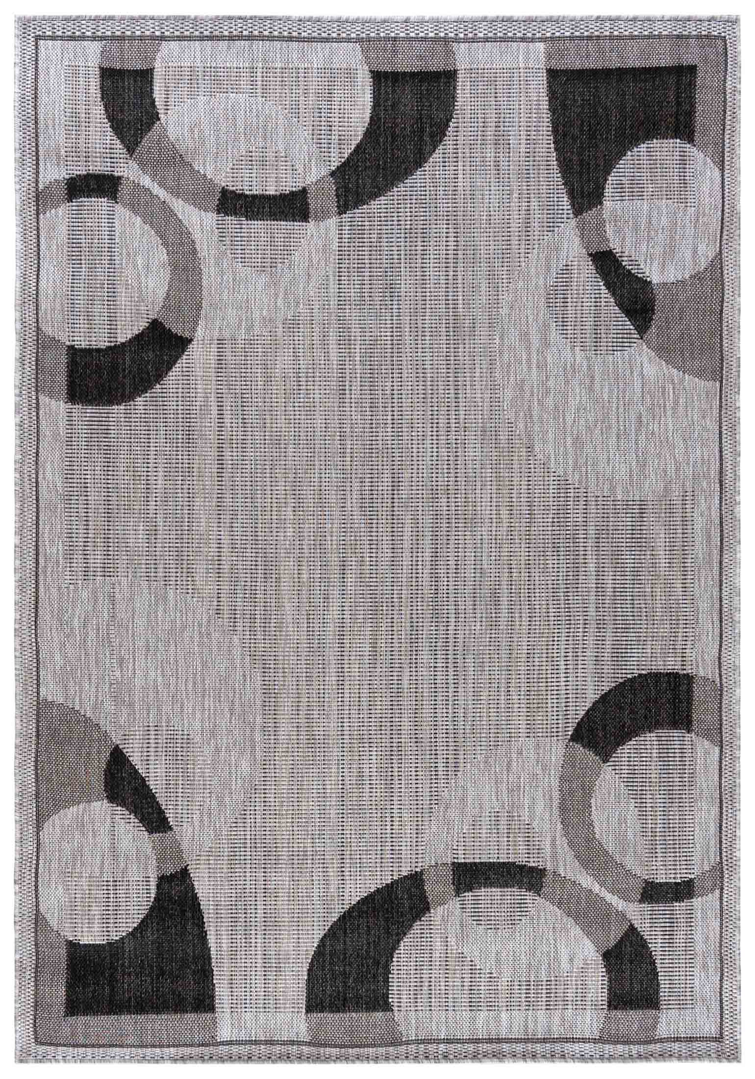 Dywan Sznurkowy Zewnętrzny / Wewnętrzny Płaskotkany MELISSA KH80A - retro, geometryczny, grafitowy, szary