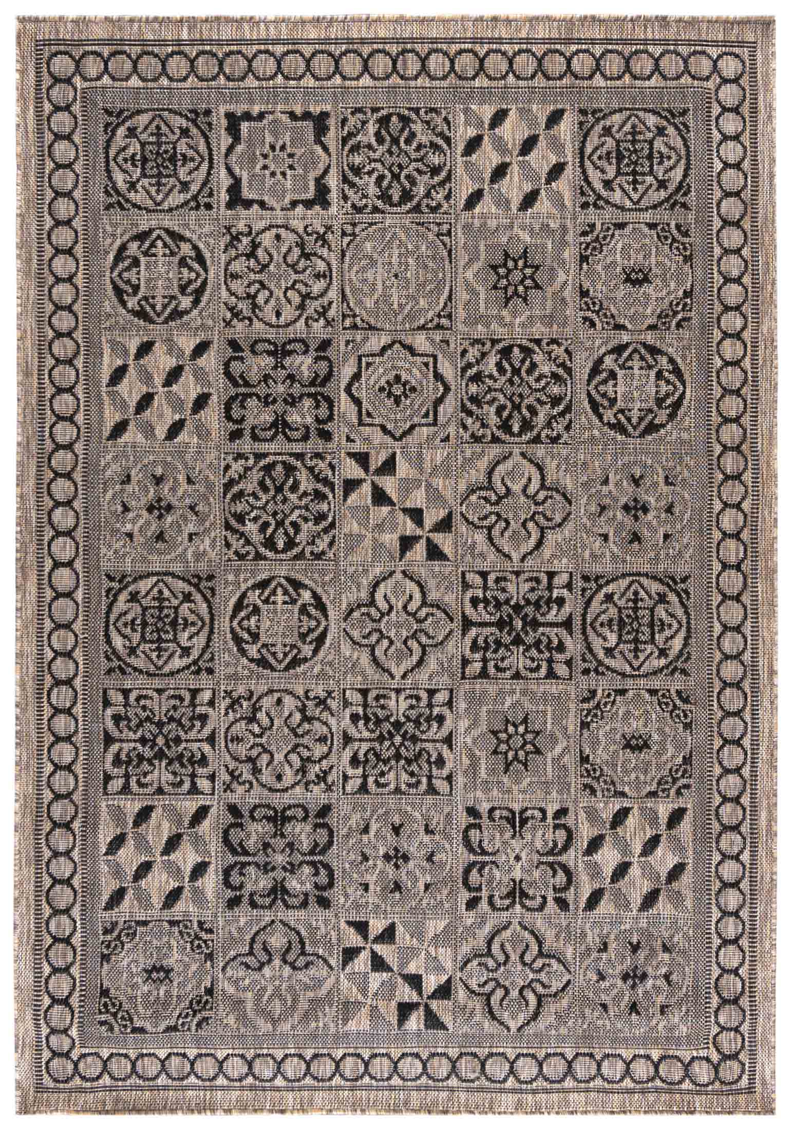 Dywan Sznurkowy Zewnętrzny / Wewnętrzny Płaskotkany MELISSA KF87A - patchwork, beżowy, brązowy, kremowy