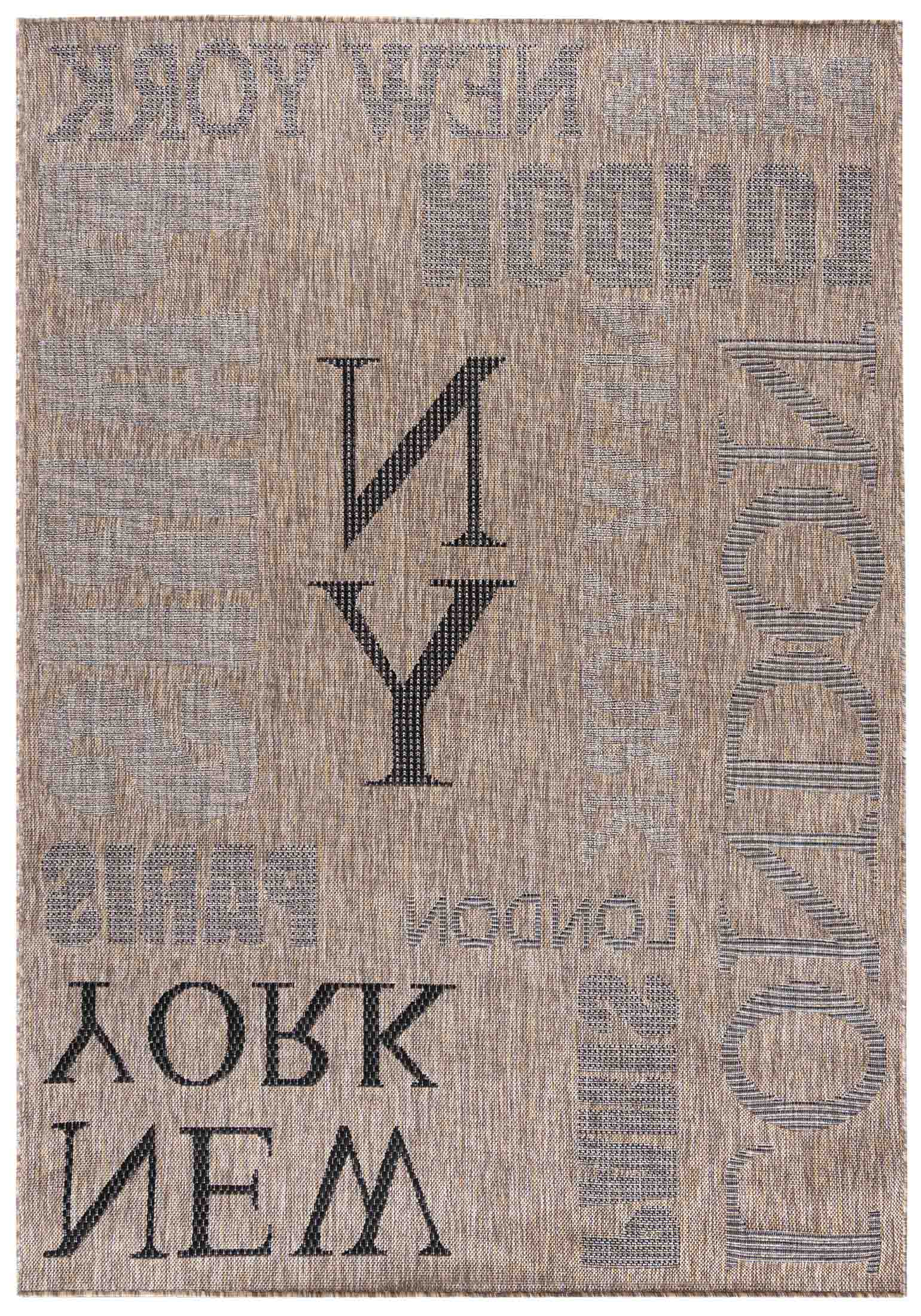 Dywan Sznurkowy Zewnętrzny / Wewnętrzny Płaskotkany MELISSA KH79A - nowoczesny, new york london, beżowy, brązowy, kremowy