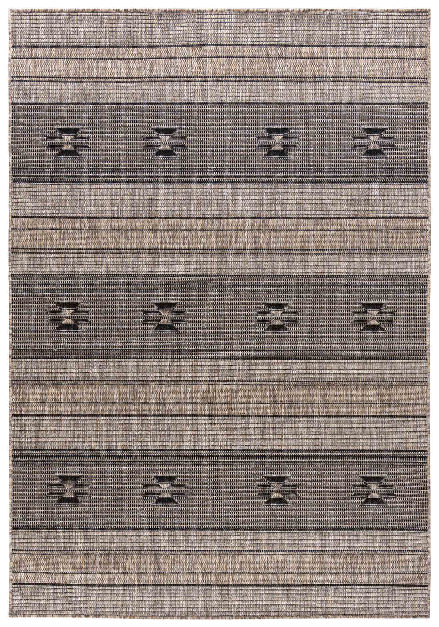 Dywan Sznurkowy Zewnętrzny / Wewnętrzny Płaskotkany MELISSA KL71A - boho, paski, beżowy, brązowy, kremowy