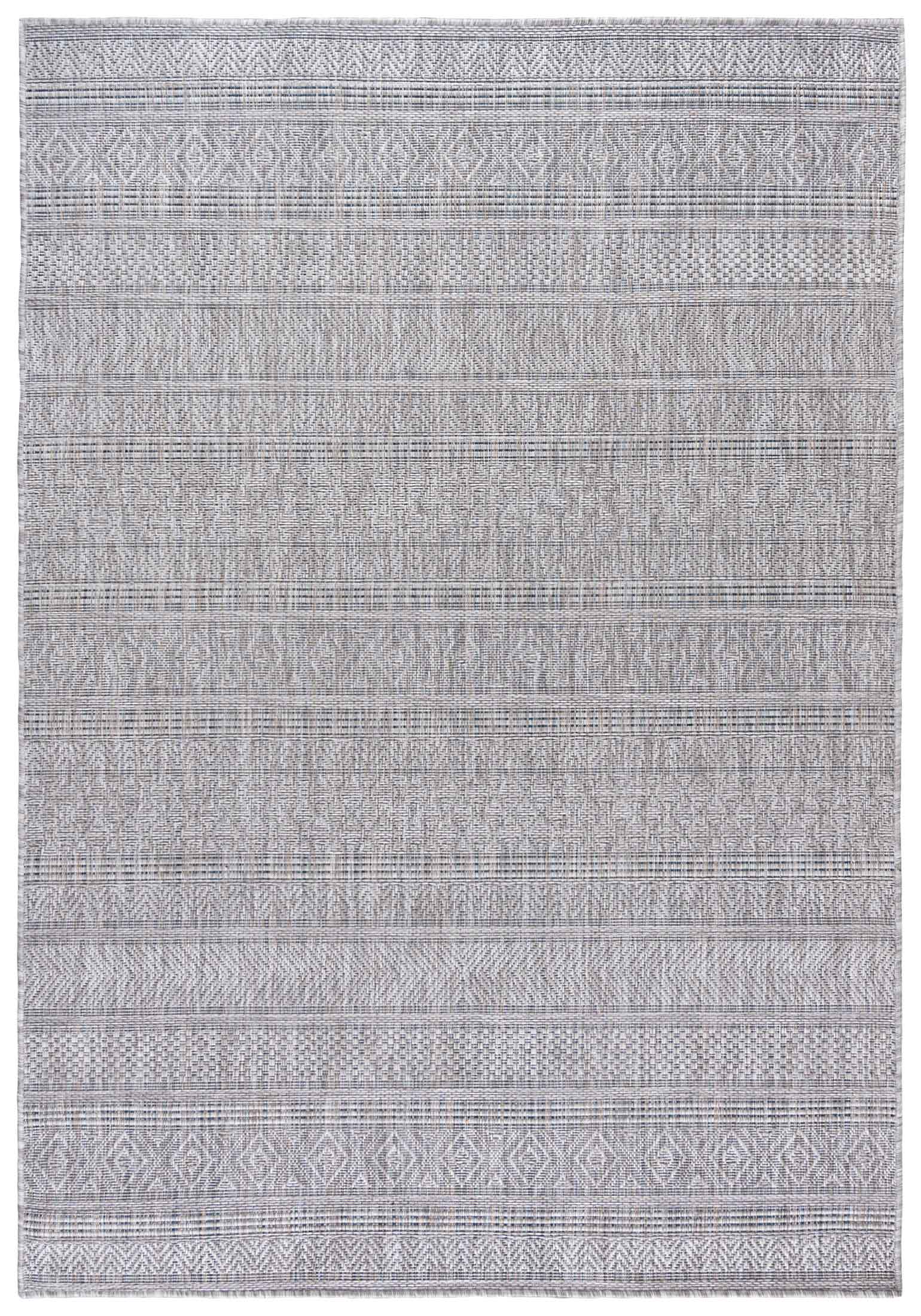 Dywan Sznurkowy Zewnętrzny / Wewnętrzny Płaskotkany MELISSA KM31A - nowoczesny, geometryczny, grafitowy, szary