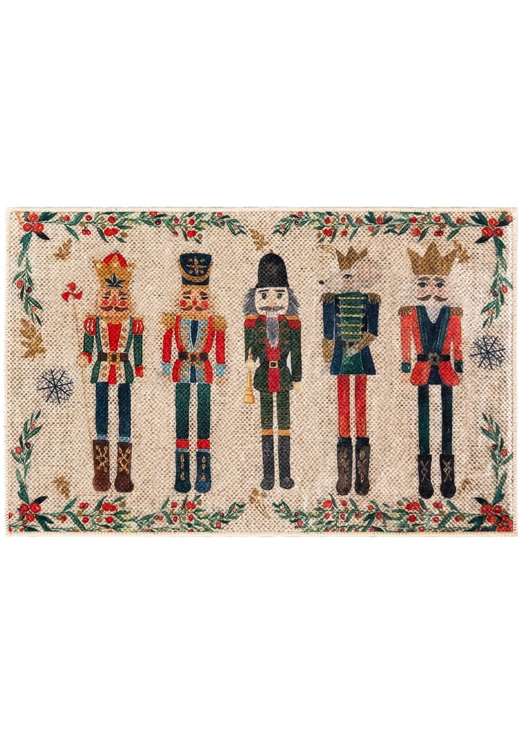 Świąteczny dywanik, mata - wycieraczka świąteczna XMAS FIGURE, beżowy, kremowy