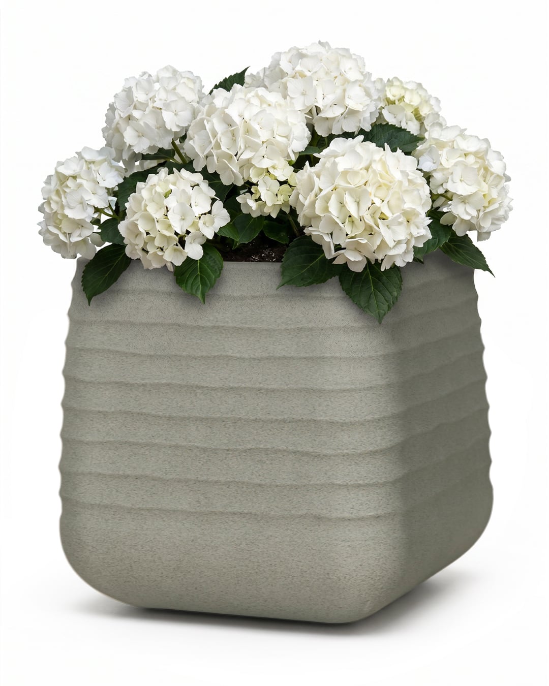 Donica Ogrodowa / Tarasowa, Doniczka Kwadratowa - Erba Grey - szara, matowa, ryflowana