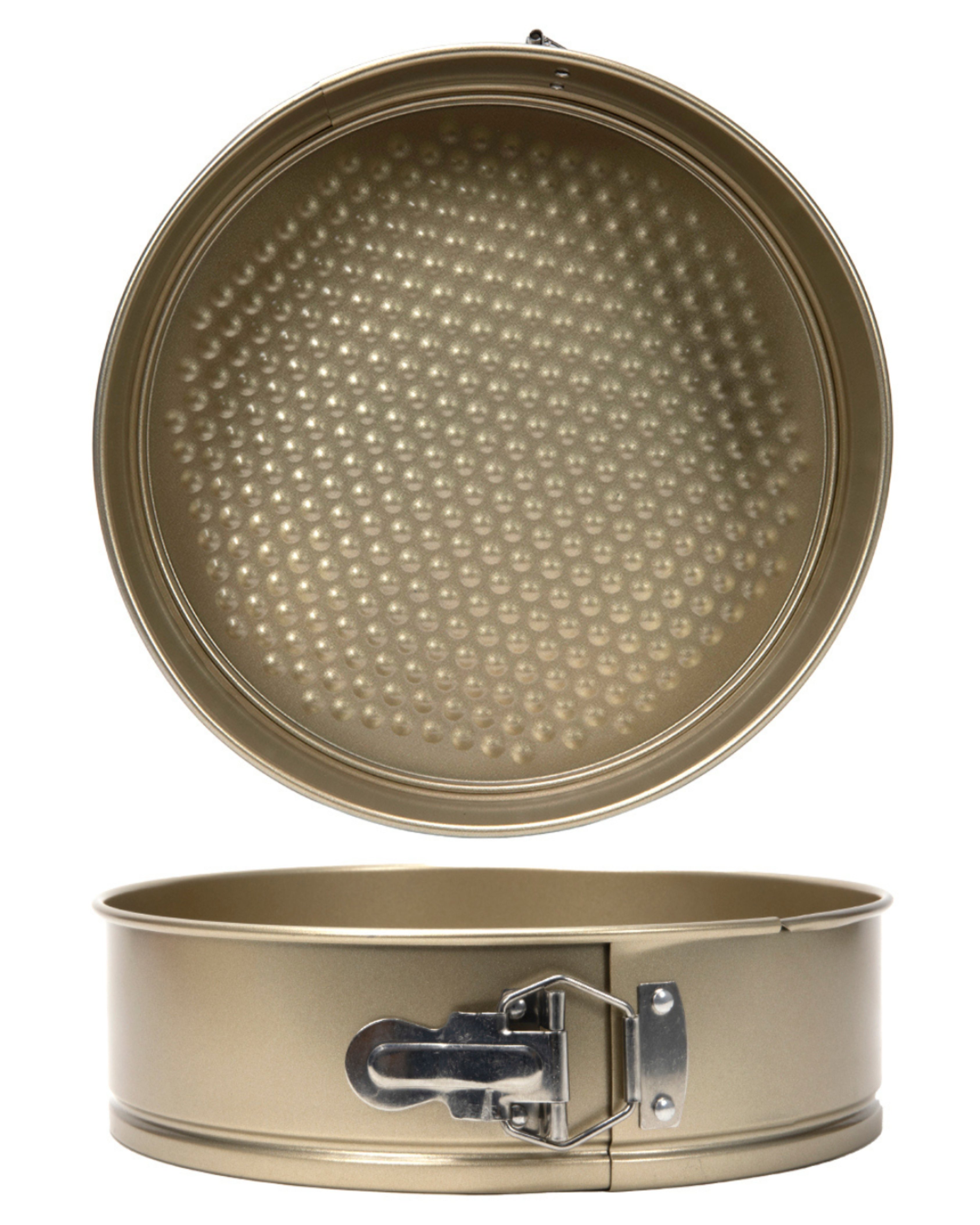 Forma do pieczenia okrągła 28 cm, blaszka, tortownica z powłoką non-stick – Forno Roti - nowoczesna, złota