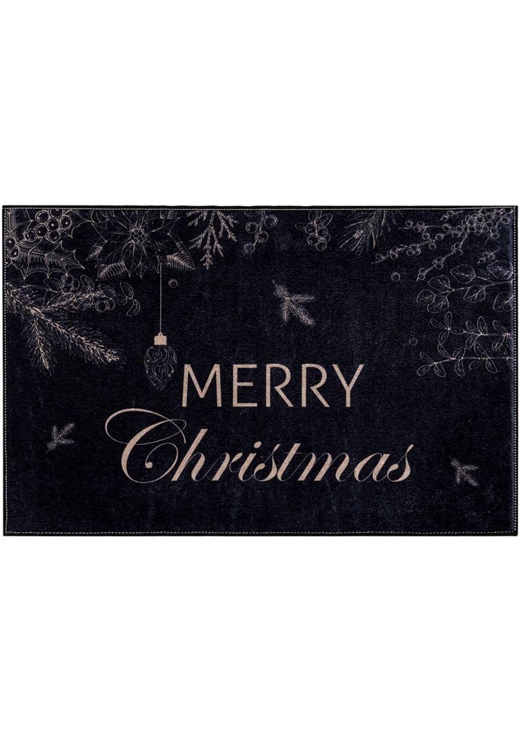 Świąteczny dywanik, mata - wycieraczka świąteczna XMAS GLAMOUR, czarny