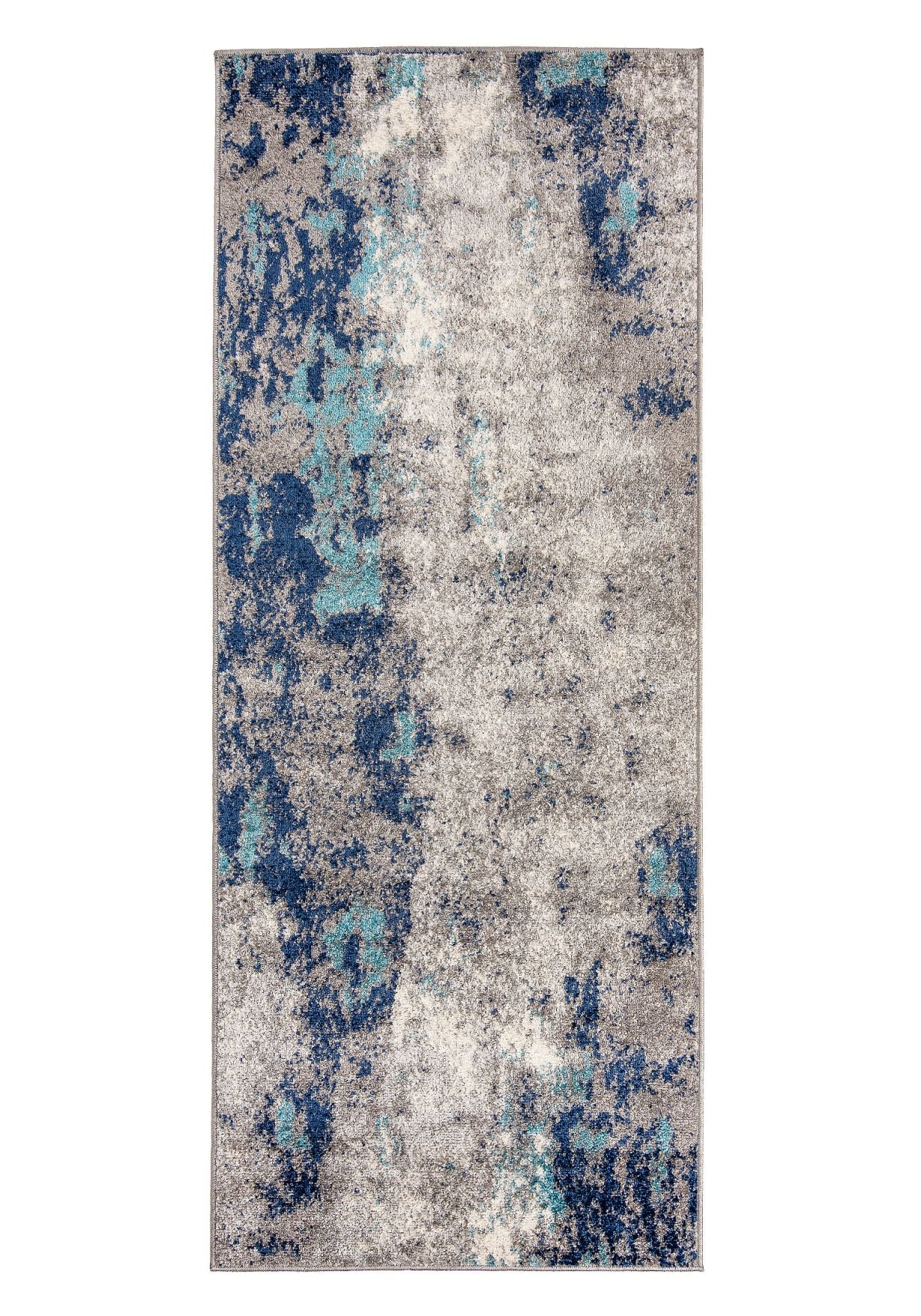Dywan do Przedpokoju, Kuchni Nowoczesny SPRING H172A DARK BLUE - niebieski, szary