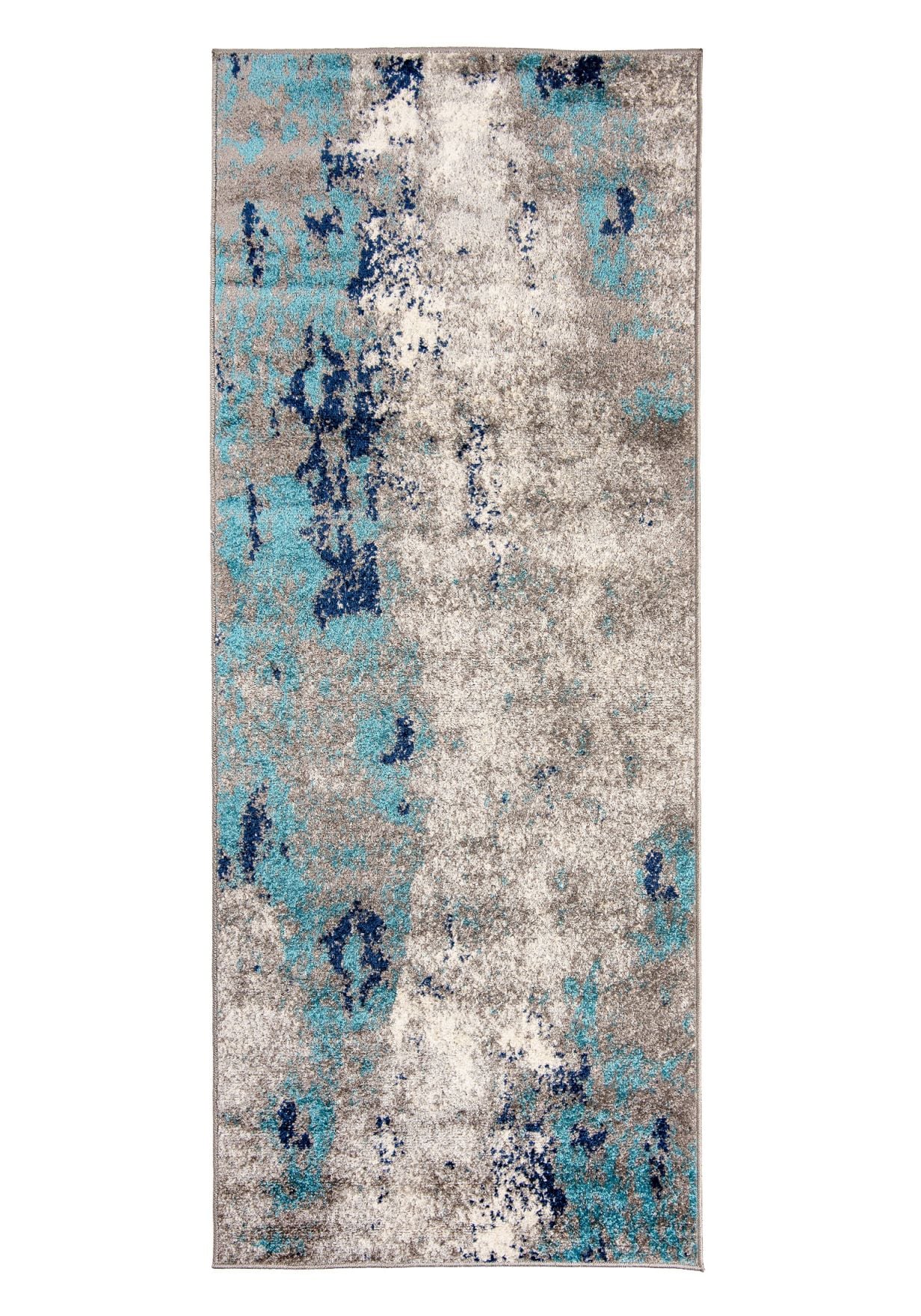 Dywan do Przedpokoju, Kuchni Nowoczesny SPRING H172A DARK TURQUOIS - niebieski, szary