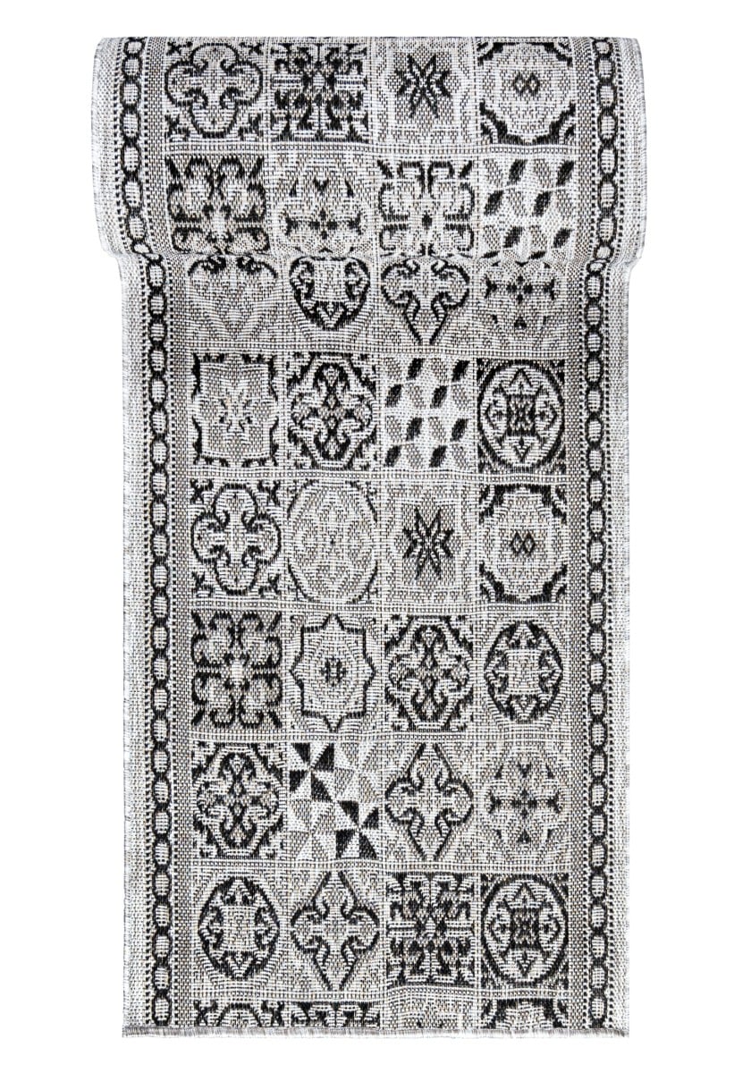 Chodnik Sznurkowy do Kuchni MELISSA KF87A GRAY - nowoczesny, patchwork, grafitowy, szary