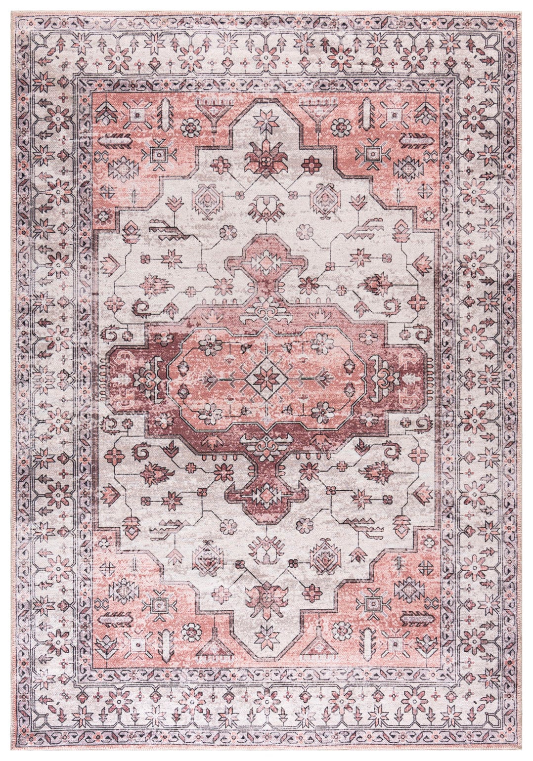 Dywan Boho, Roślinny - Marsala Rosa - beżowy, kremowy, różowy