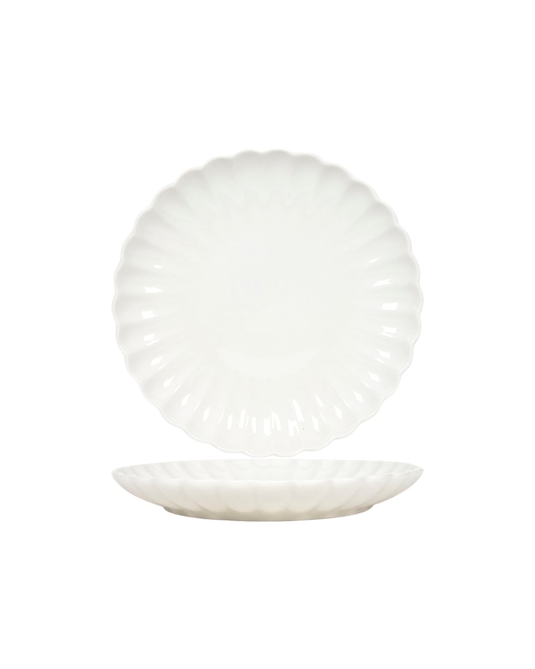 Talerze deserowe 20 cm, Zestaw 6 szt. okrągłe, ceramiczne - Brillo Tallo - białe,  glazurowane wykończenie z kwiatowym motywem