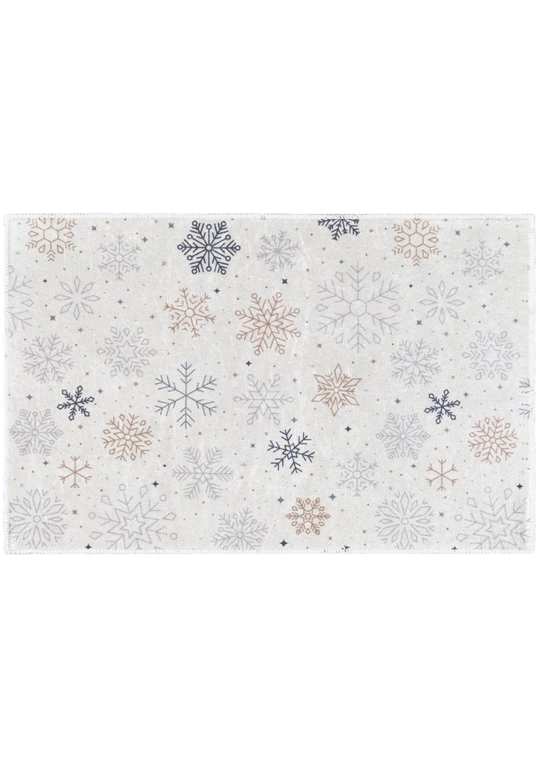 Świąteczny dywanik, mata śnieżynki - wycieraczka świąteczna XMAS SNOWFLAKE, biały, ecru
