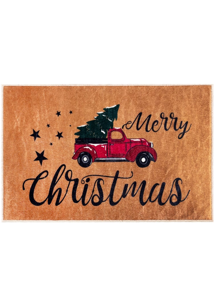 Świąteczny dywanik, mata - wycieraczka świąteczna XMAS CAR, brązowy