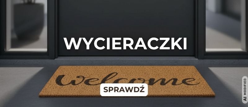 Wycieraczki &ndash; wycieraczka z napisem Welcome przed drzwiami wejściowymi