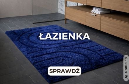 Łazienka &ndash; granatowy dywanik łazienkowy przy wannie